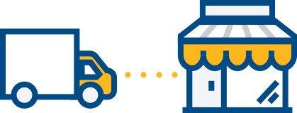 Truck delivering to store icon