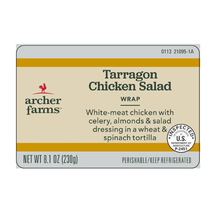 Archer Farms Tarragon Chicken Salad wrap label